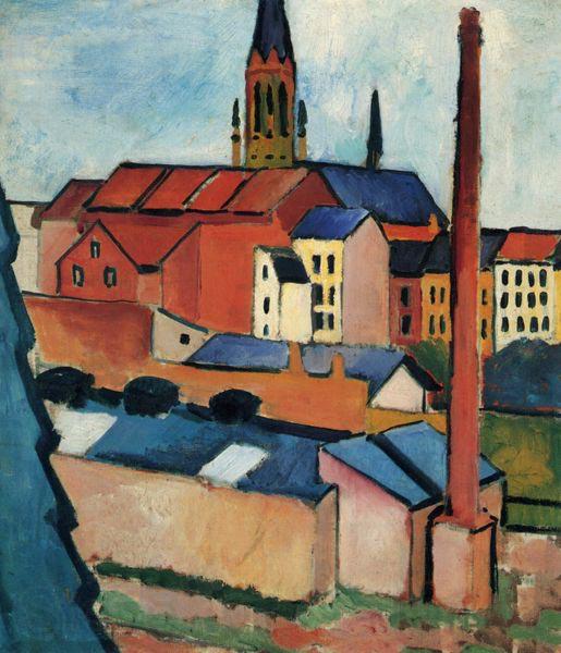 August Macke St. Mary's with Houses and Chimney (Bonn) Spain oil painting art